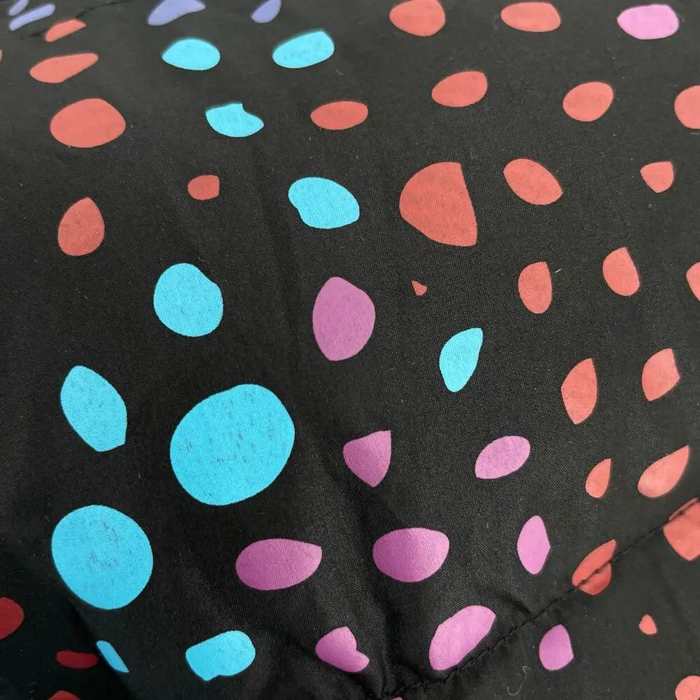 Lazy Oaf Midnight Lizard Puffer Jacket Black Rainbow Spotted Coat Unisex Size S
